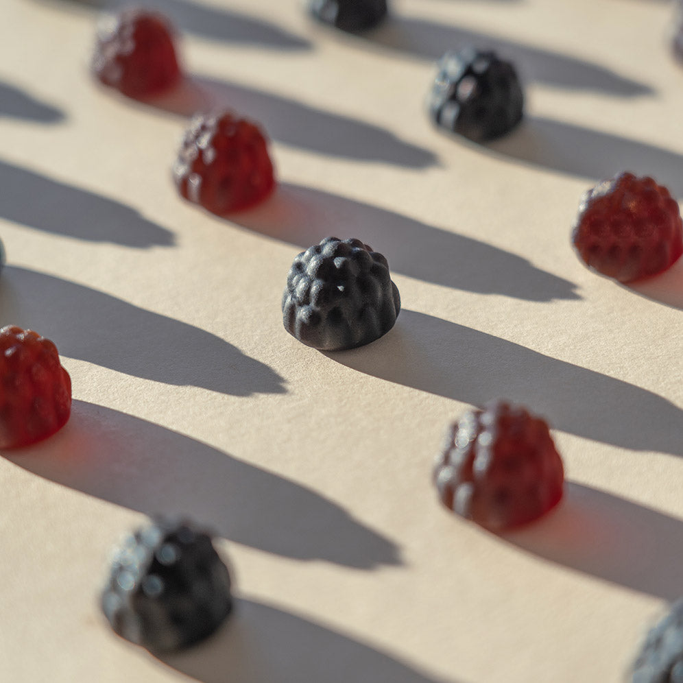 Delicious Fungies lion's mane gummies are colored by nature and have no artificial dyes
