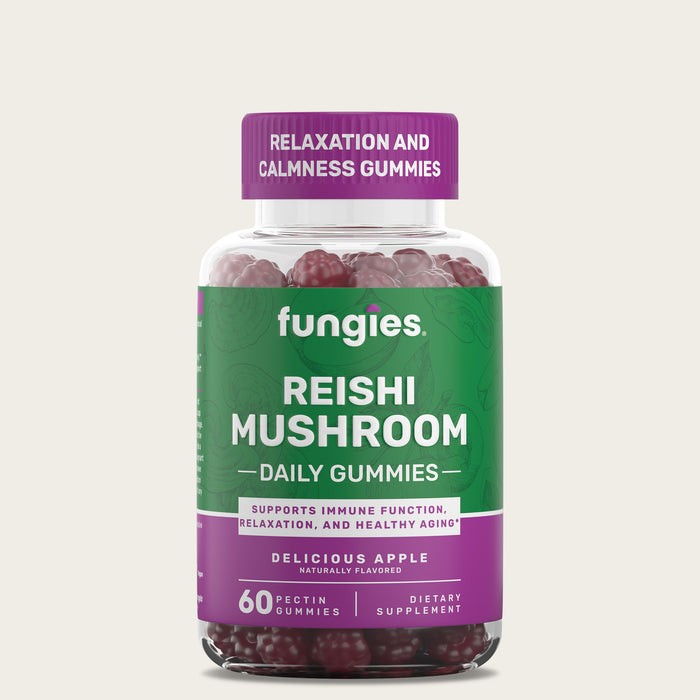 Reishi mushroom gummies for immune function, relaxation, and healthy aging.