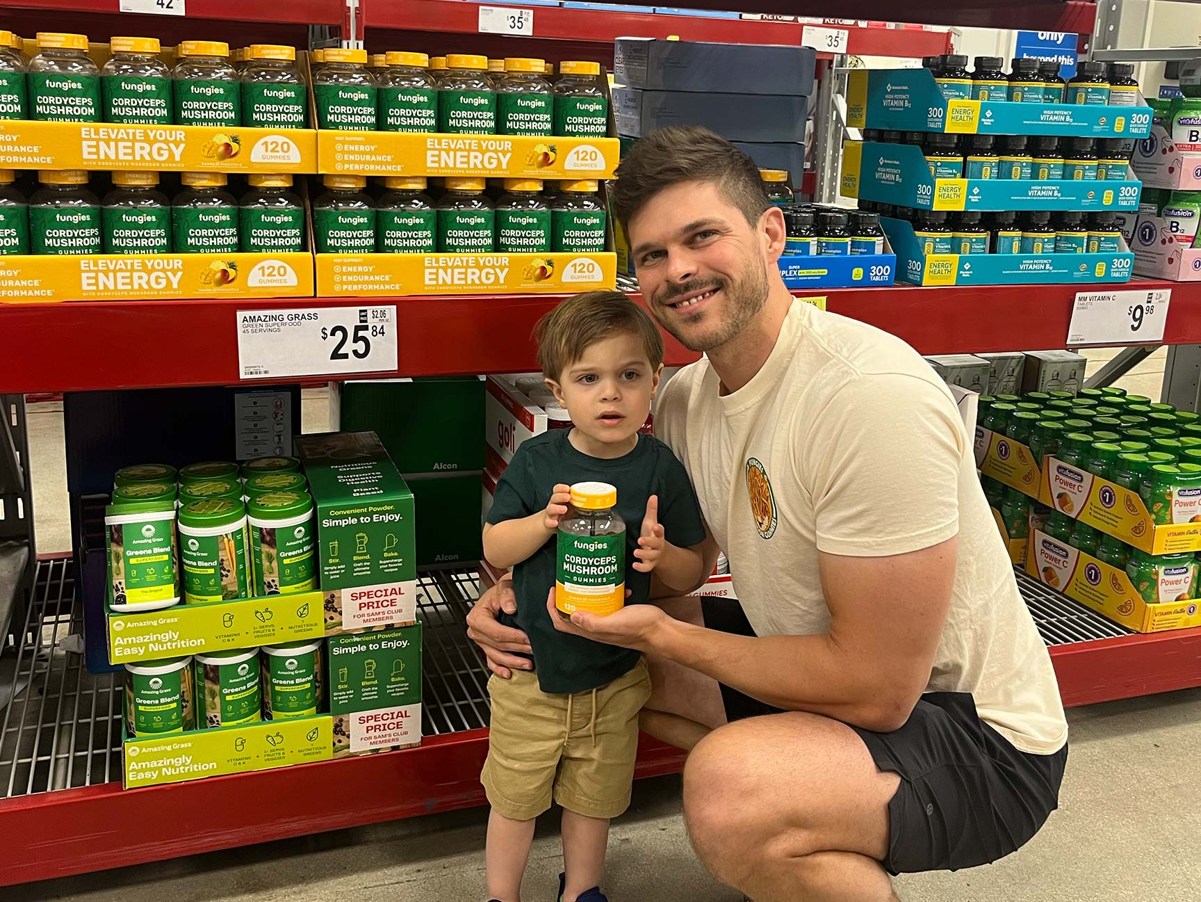 Rob and Logan at Sam's Club with Cordyceps